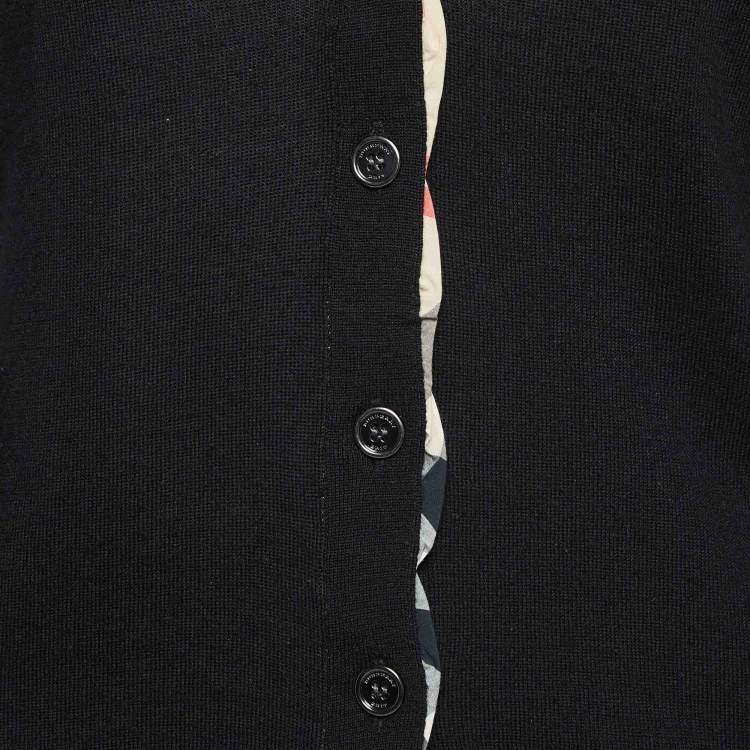 Pre Owned Burberry Black Wool Knit Button Front Cardigan M