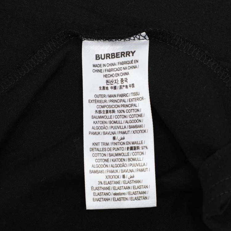 Pre Owned Burberry Black Cotton Logo Print T-Shirt M