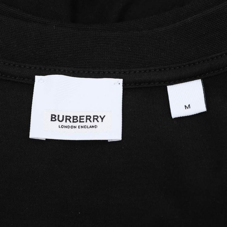 Pre Owned Burberry Black Cotton Logo Print T-Shirt M