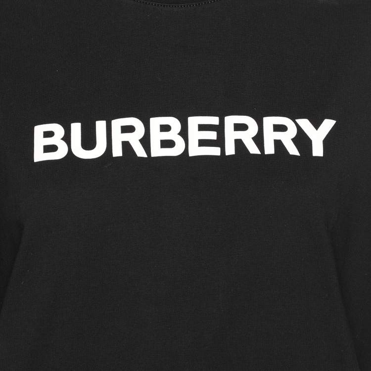 Pre Owned Burberry Black Cotton Logo Print T-Shirt M