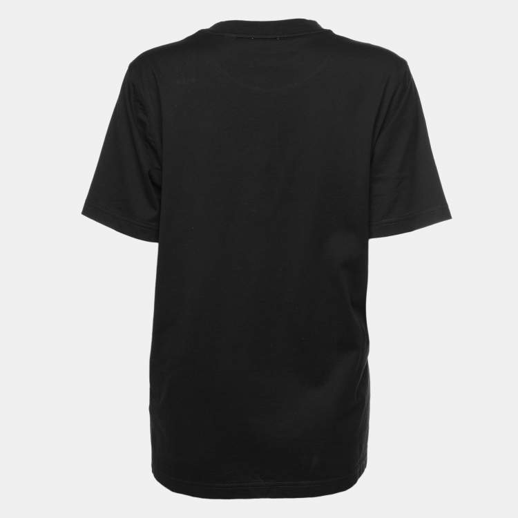 Pre Owned Burberry Black Cotton Logo Print T-Shirt M