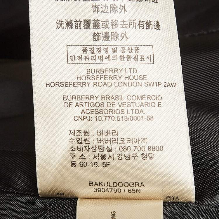 Pre Owned Burberry Black Wool Badge Detail Trench Coat XXS
