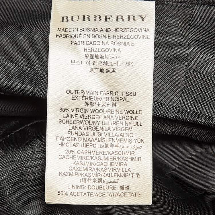 Pre Owned Burberry Black Wool Badge Detail Trench Coat XXS