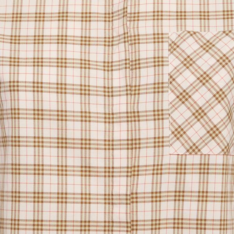 Pre Owned Burberry Pink Checked Cotton Button Front Shirt S