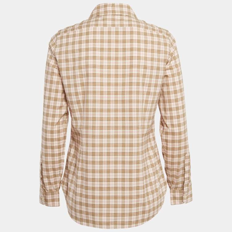 Pre Owned Burberry Pink Checked Cotton Button Front Shirt S