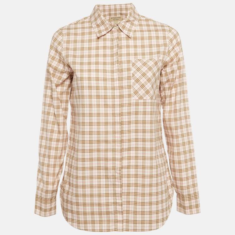 Pre Owned Burberry Pink Checked Cotton Button Front Shirt S
