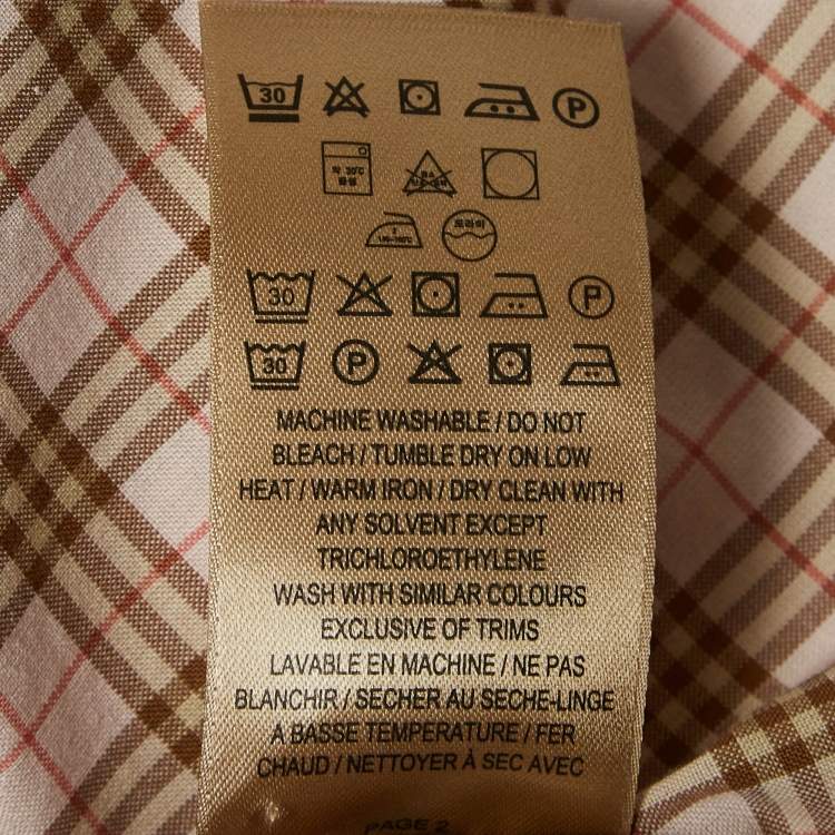 Pre Owned Burberry Pink Checked Cotton Button Front Shirt S