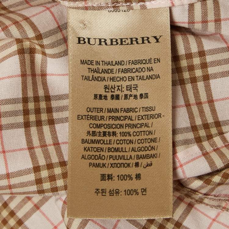 Pre Owned Burberry Pink Checked Cotton Button Front Shirt S