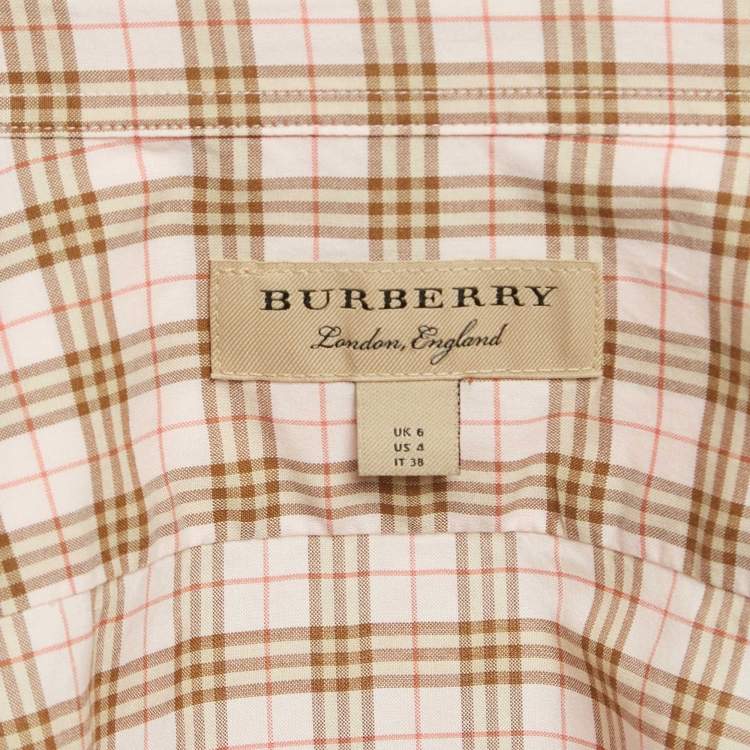 Pre Owned Burberry Pink Checked Cotton Button Front Shirt S