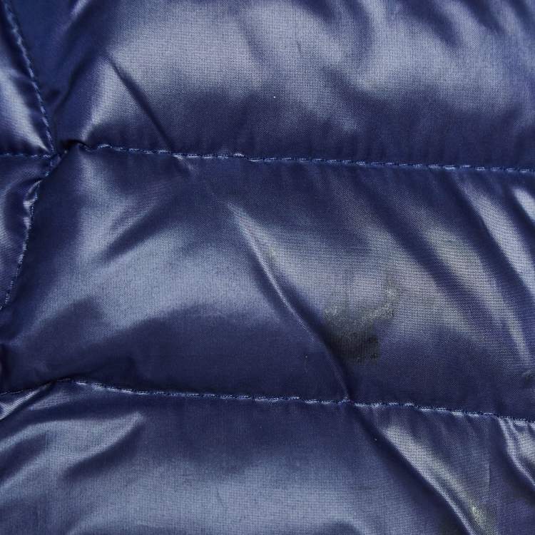 Pre Owned Burberry Navy Blue Synthetic Detachable Fox Fur Collar Quilted Jacket S