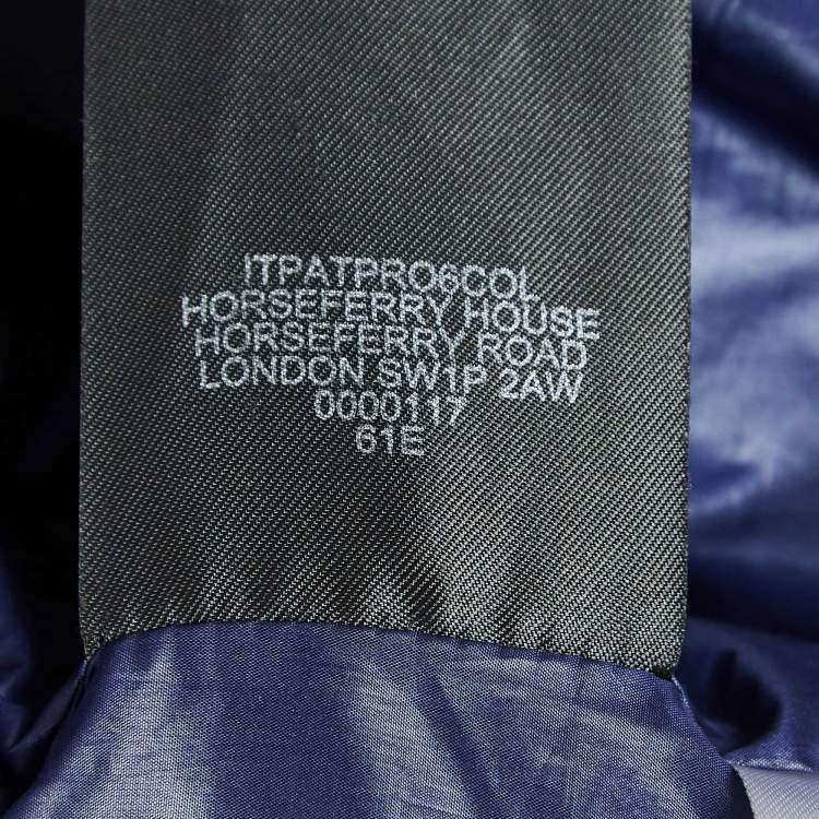 Pre Owned Burberry Navy Blue Synthetic Detachable Fox Fur Collar Quilted Jacket S