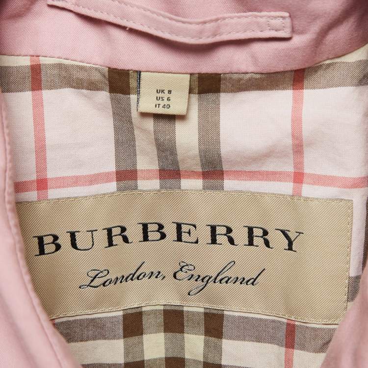 Pre Owned Burberry Pink Gabardine Double Breasted Trench Coat S