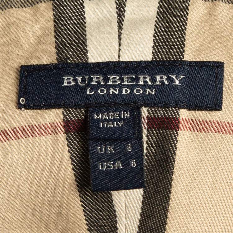 Pre Owned Burberry Black Gabardine Double Breasted Midi Dress S