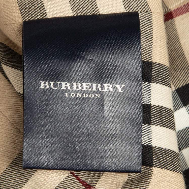 Pre Owned Burberry Black Gabardine Double Breasted Midi Dress S