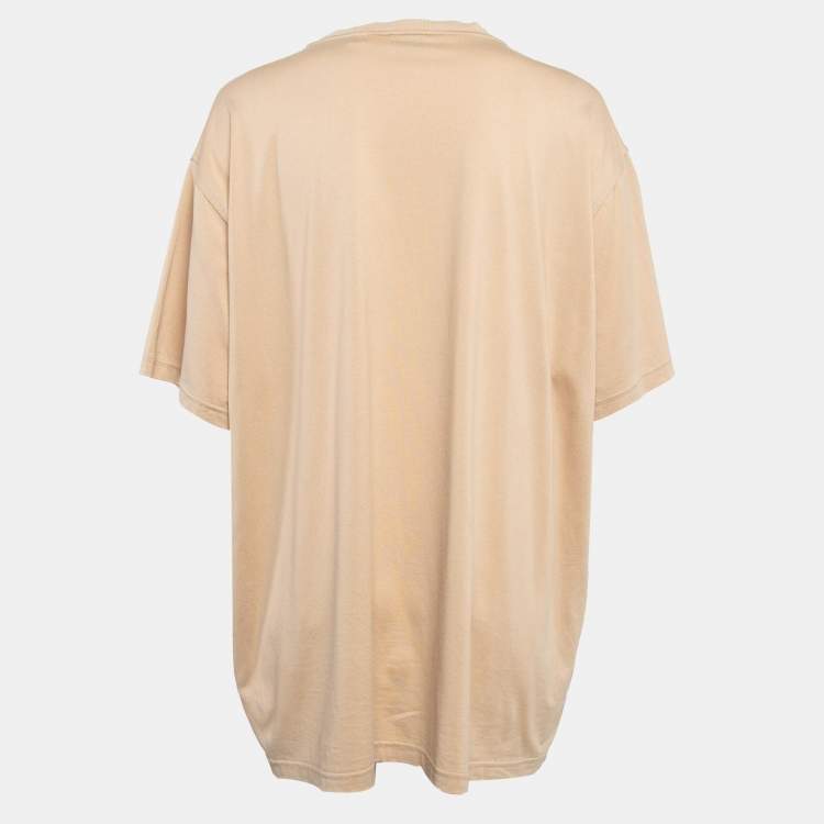 Pre Owned Burberry Beige Printed Cotton Knit Skylar T-Shirt XL