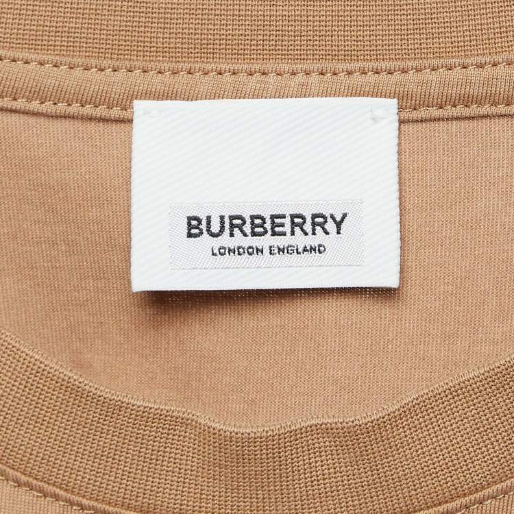 مملوكة مسبقًا Burberry Brown Logo Print Cotton Crew Neck T-Shirt XS