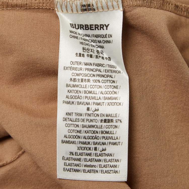 مملوكة مسبقًا Burberry Brown Logo Print Cotton Crew Neck T-Shirt XS