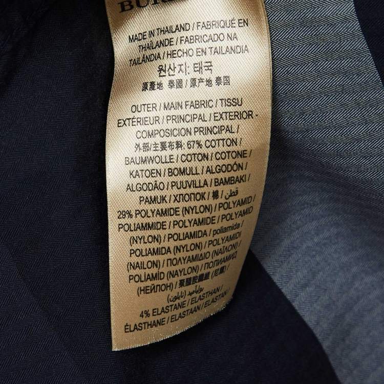 Pre Owned Burberry Navy Blue Plaid Button Down Shirt L