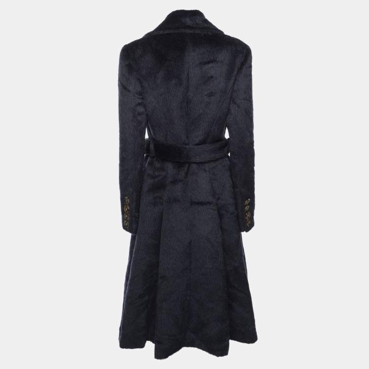 Pre Owned Burberry Prorsum Navy Blue Alpaca Wool Wait Belt Coat M