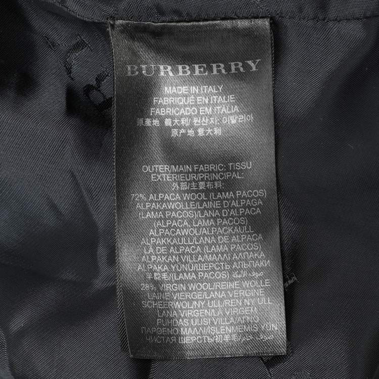 Pre Owned Burberry Prorsum Navy Blue Alpaca Wool Wait Belt Coat M