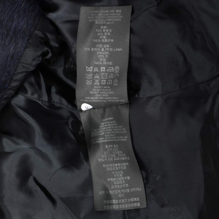 Pre Owned Burberry Prorsum Navy Blue Alpaca Wool Wait Belt Coat M