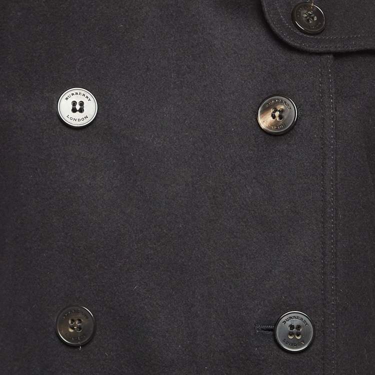Pre Owned Burberry Black Wool Mid Length Double Breasted Coat M