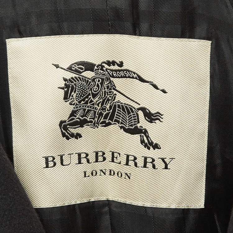 Pre Owned Burberry Black Wool Mid Length Double Breasted Coat M