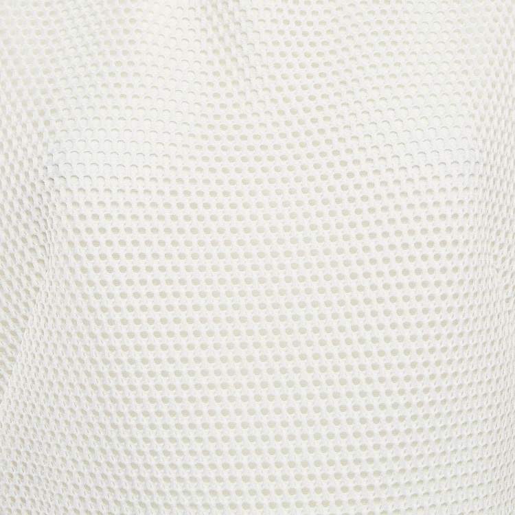 Pre Owned Burberry White Mesh Flared Sleeveless Short Dress L