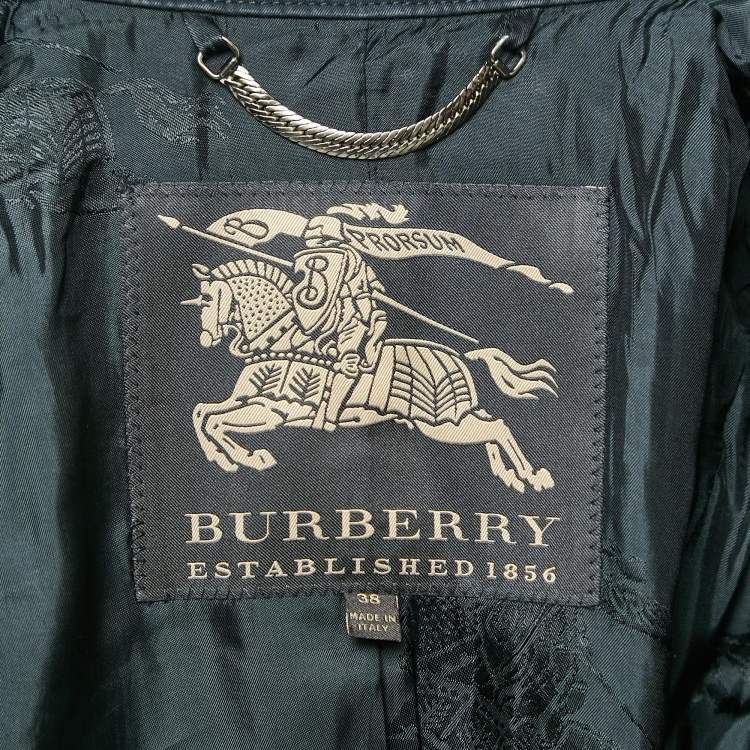 مملوكة مسبقًا Burberry Navy Blue Gabardine Double Breasted Trench Coat S