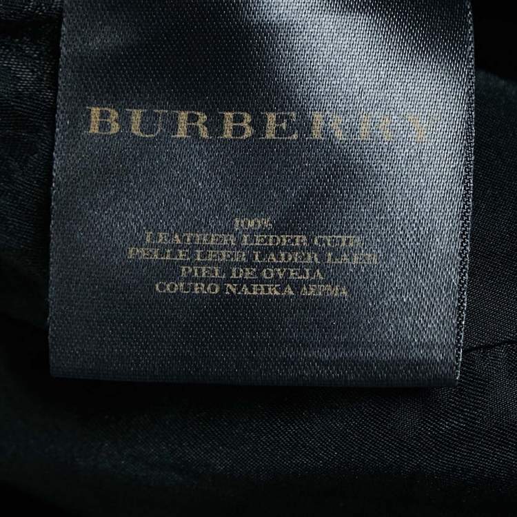 Pre Owned Burberry Black Leather Belted Button Front Jacket S