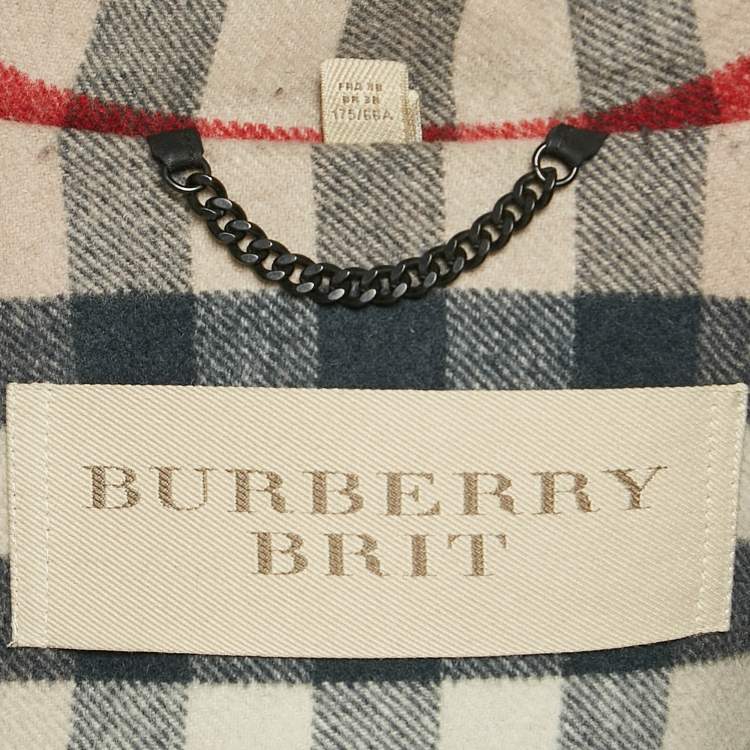 Pre Owned Burberry Black Wool Button Front Hooded Duffle Coat S