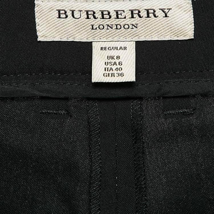 Pre Owned Burberry Black Wool Trousers S