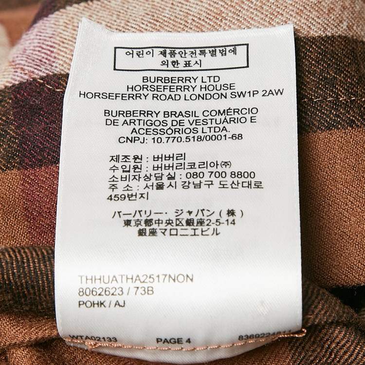 Pre Owned Burberry Brown Plaid Wool Belted Shirt Dress M