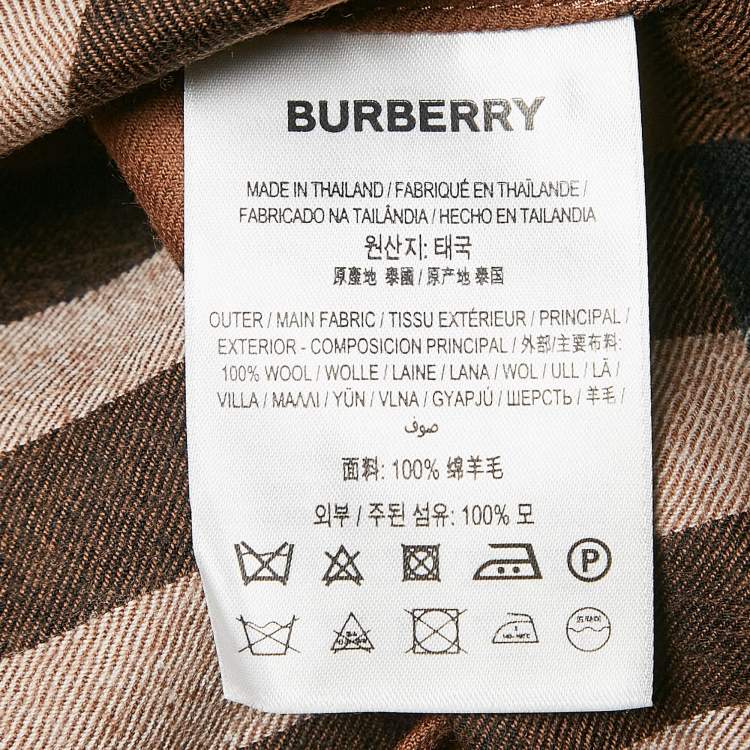 Pre Owned Burberry Brown Plaid Wool Belted Shirt Dress M