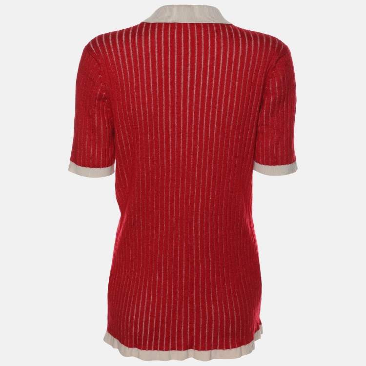 Pre Owned Burberry Red Cashmere and Silk T-Shirt M