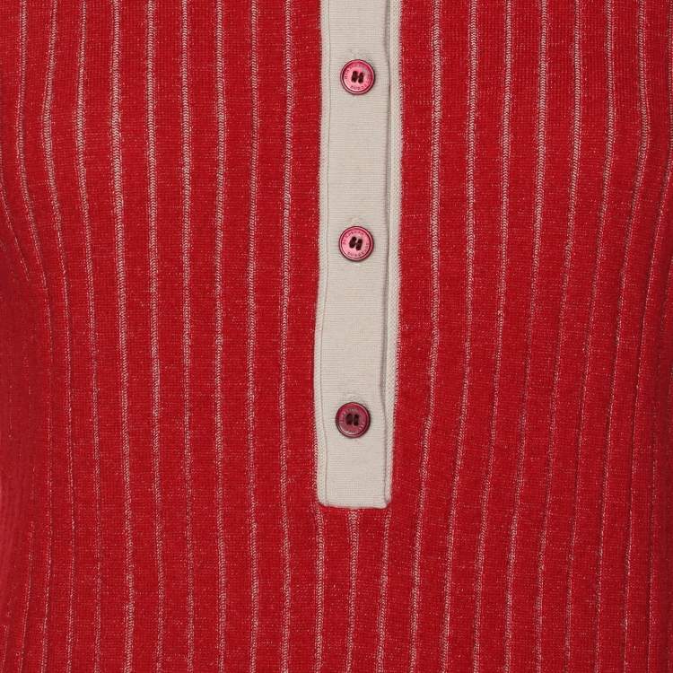 Pre Owned Burberry Red Cashmere and Silk T-Shirt M