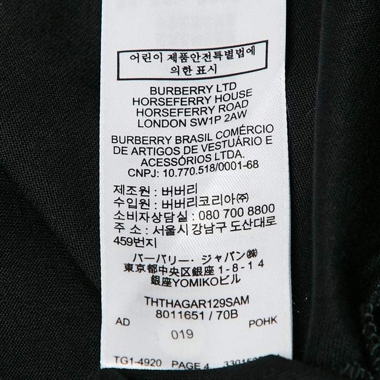 مملوكة مسبقًا Burberry Black Logo Print Cotton Jersey Crew Neck T-Shirt S