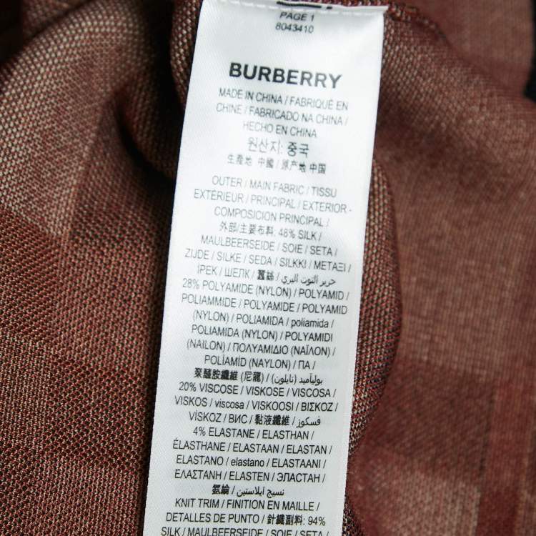 Pre Owned Burberry Beige Plaid Jersey Short Sleeve Polo T-Shirt XS