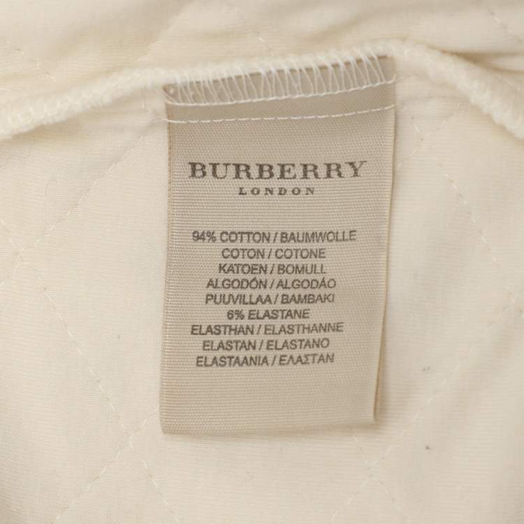 Pre Owned Burberry Cream Quilted Fabric Hooded Jacket XS