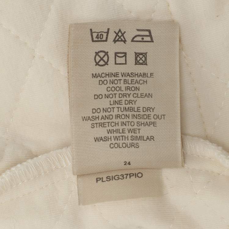 Pre Owned Burberry Cream Quilted Fabric Hooded Jacket XS