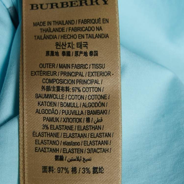 مملوكة مسبقًا Burberry Blue Logo Print Cotton Oversized Shirt S