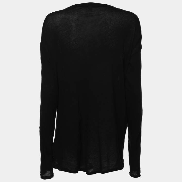 Pre Owned Burberry Black Cotton Long Sleeve Top M