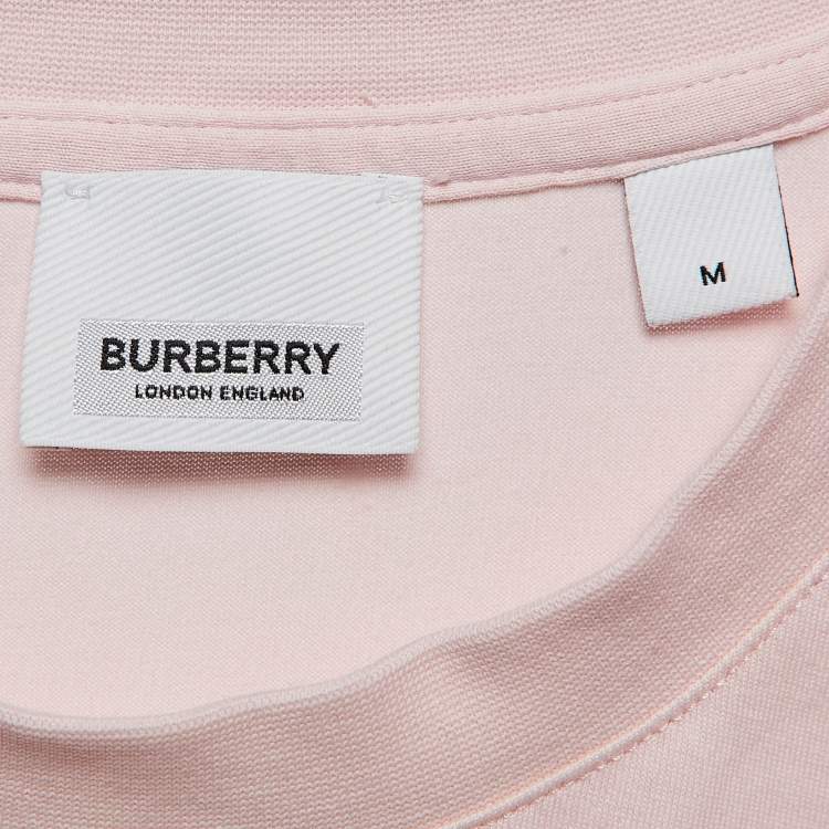 Pre Owned Burberry Pink TB Embroidered Cotton Crew Neck T-Shirt M