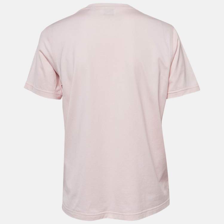 Pre Owned Burberry Pink TB Embroidered Cotton Crew Neck T-Shirt M