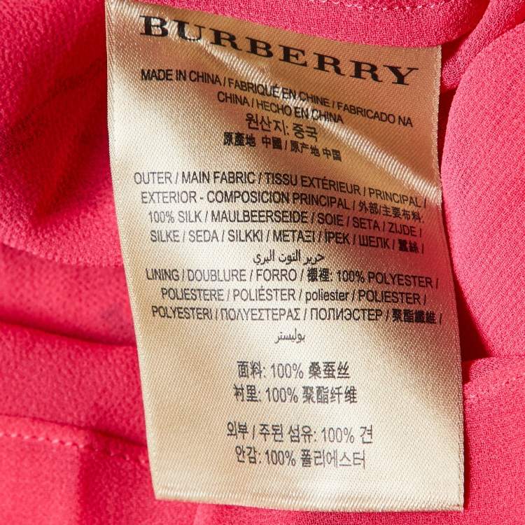 Pre Owned Burberry Pink Antonina Doodle Print Silk Pleated Midi Dress M