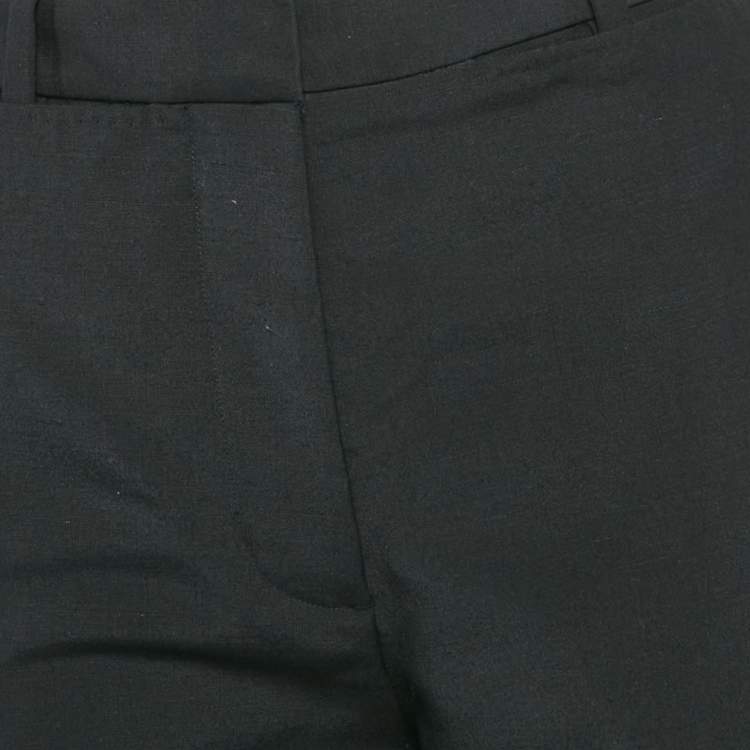 Pre Owned Burberry Black Wool Blend Straight Leg Trousers S
