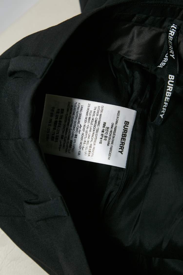 Pre Owned Burberry Black Wool Blend Straight Leg Trousers S