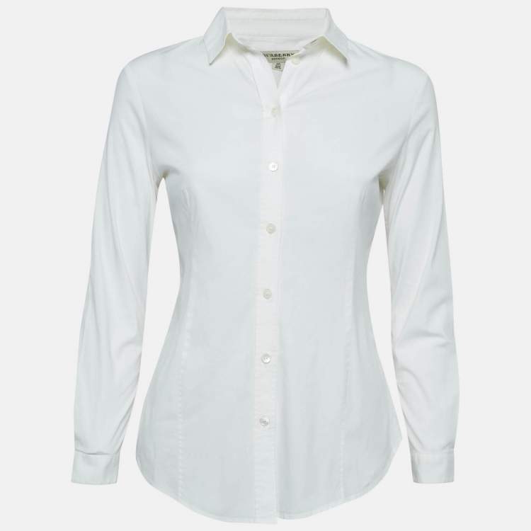 Pre Owned Burberry White Cotton Button Front Shirt S