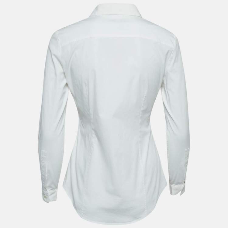 Pre Owned Burberry White Cotton Button Front Shirt S