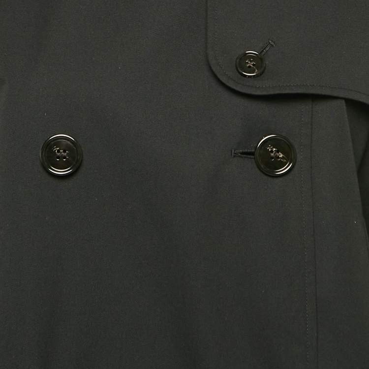 Pre Owned Burberry Black Gabardine Double Breasted Crop Trench Coat M